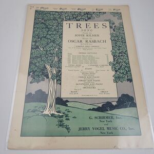 Sheet Music - Trees Song - Poem with Music - G. Schirmer 1922 (READ)